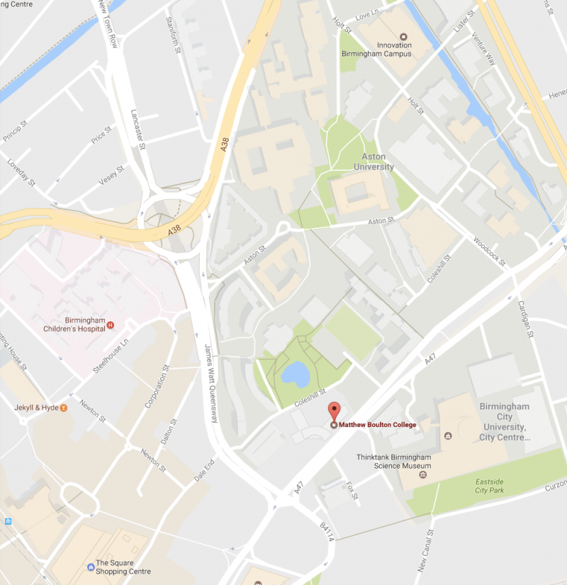 Matthew Boulton College location map